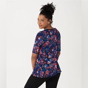 Lands' End Floral 3/4 Sleeve Blouse
